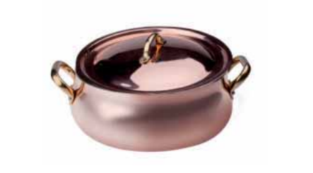 Rame Liscio Stagnato A Mano - Curved saucepot with cover