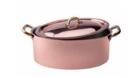Rame Liscio Stagnato A Mano - Oval saucepot with lid
